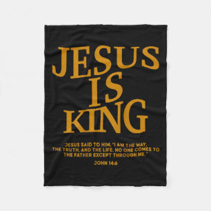 Toddler Boy Jesus Is King White Christian God Son  Fleece Blanket