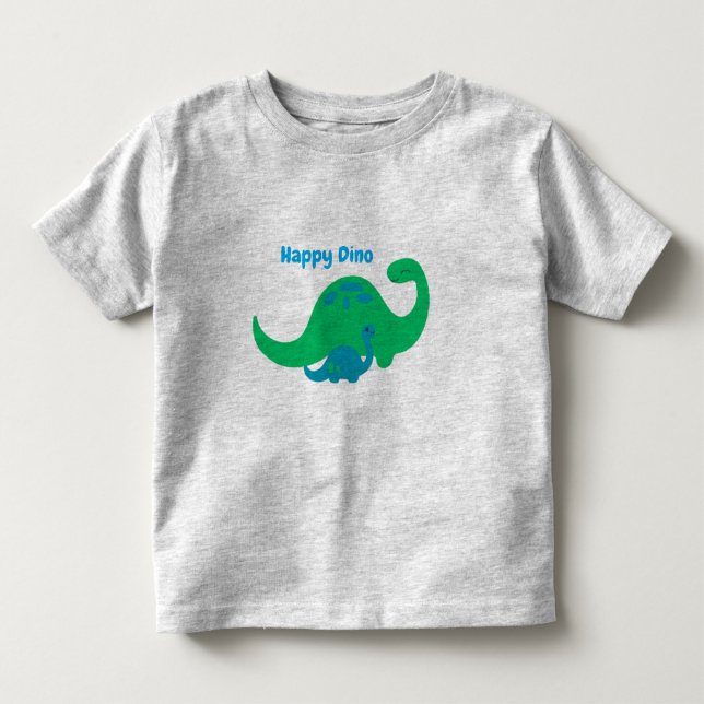 Toddler boy tshirt with happy dino print (Front)