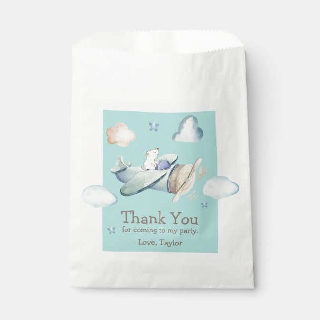 Toddler Boy's Aviation Theme Birthday Thank You Favour Bags (Front)