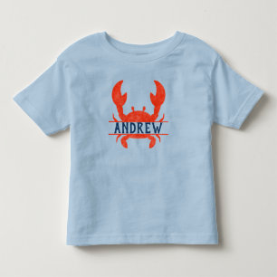 Toddler Boys Watercolor Crab Split Name T-Shirt