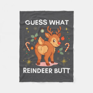 Toddler Christmas Ugly Sweater Guess What Reindeer Fleece Blanket
