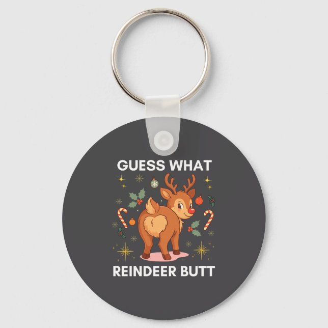 Toddler Christmas Ugly Sweater Guess What Reindeer Key Ring (Front)
