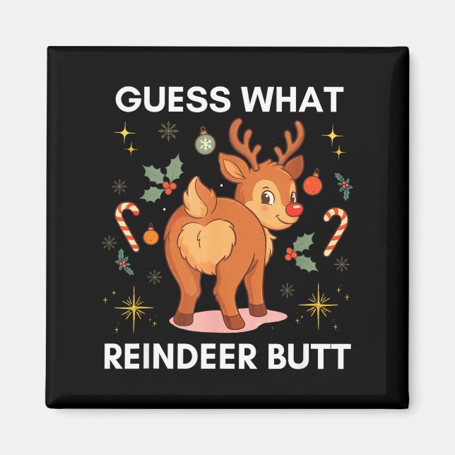 Toddler Christmas Ugly Sweater Guess What Reindeer Magnet (Front)