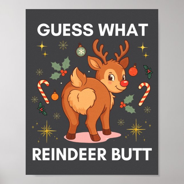 Toddler Christmas Ugly Sweater Guess What Reindeer Poster (Front)