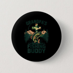 Toddler daddys fishing buddy camo bass fish 6 cm round badge