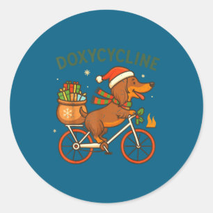 Toddler Doxycycline Long Hair Dachshund Christmas  Classic Round Sticker