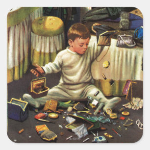 Toddler Empties Purses Square Sticker
