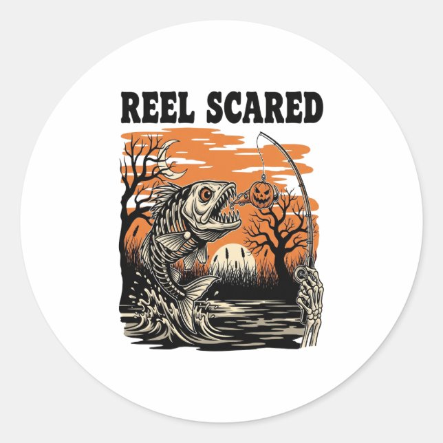 Toddler Fishing Halloween Classic Round Sticker (Front)