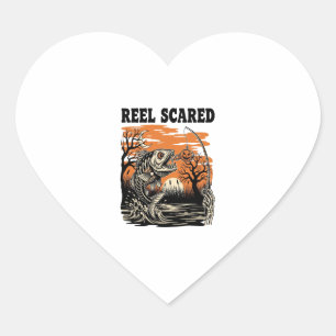 Toddler Fishing Halloween Heart Sticker