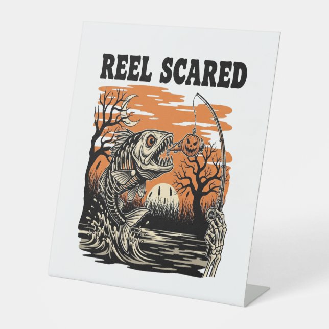 Toddler Fishing Halloween Pedestal Sign (Front)