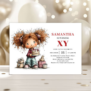 Toddler Girl Birthday Invitation Cute Party Theme 