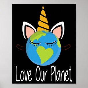 Toddler Girl Earth Day T Shirt Kids Unicorn Face T Poster