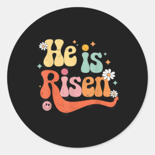 Toddler Girl He Is Risen Christian Easter Groovy G Classic Round Sticker