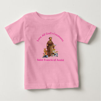 Toddler Girl Pink St. Francis Assisi Catholic Baby T-Shirt