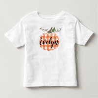 Toddler Girl Watercolor Orange Plaid Pumpkin