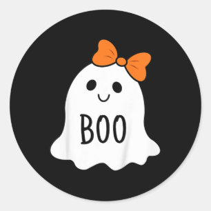 Toddler Halloween Boo Ghost With A Bow Girls Hallo Classic Round Sticker