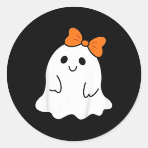 Toddler Halloween Ghost With A Bow Girls Halloween Classic Round Sticker
