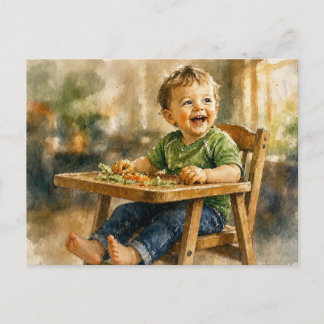 Toddler in High Chair, Postcard