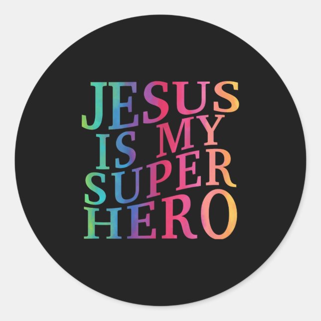 Toddler Jesus Is My Superhero Christian God Son Br Classic Round Sticker (Front)
