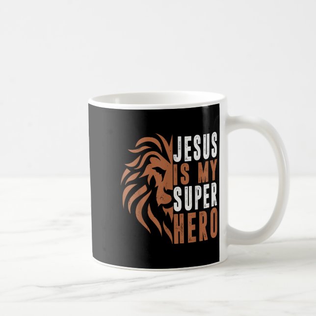 Toddler Jesus Is My Superhero Christian God Son Br Coffee Mug (Right)