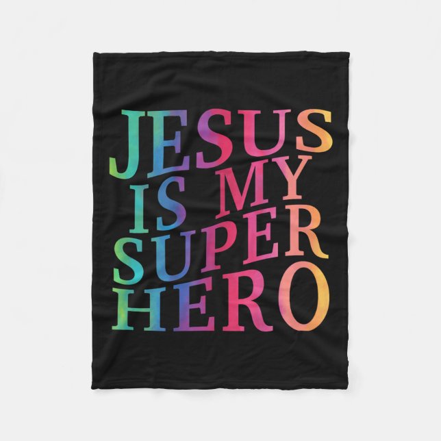 Toddler Jesus Is My Superhero Christian God Son Br Fleece Blanket (Front)