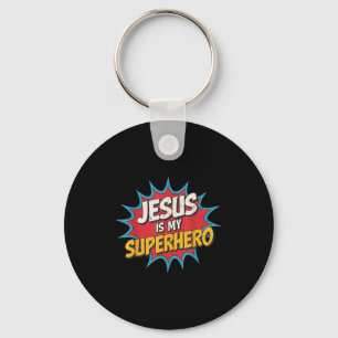 Toddler Jesus Is My Superhero Christian God Son Br Key Ring