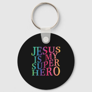 Toddler Jesus Is My Superhero Christian God Son Br Key Ring