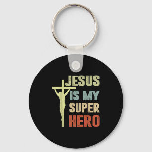 Toddler Jesus Is My Superhero Christian God Son Br Key Ring