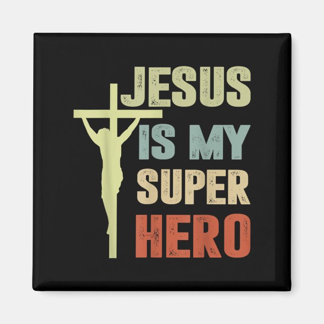 Toddler Jesus Is My Superhero Christian God Son Br Magnet (Front)