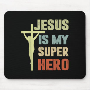 Toddler Jesus Is My Superhero Christian God Son Br Mouse Mat
