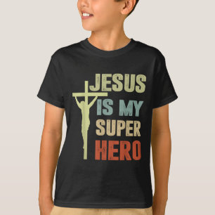 Toddler Jesus Is My Superhero Christian God Son Br T-Shirt