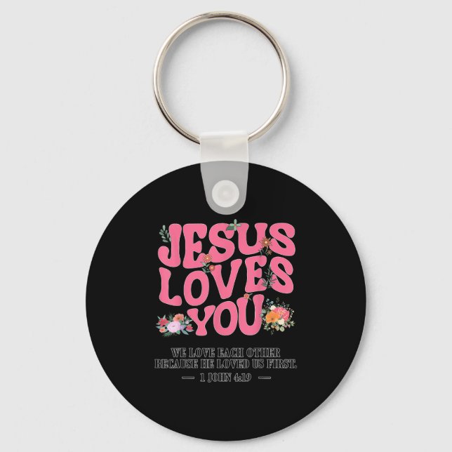 Toddler Jesus Loves You I Nk Christian God Sister  Key Ring (Front)