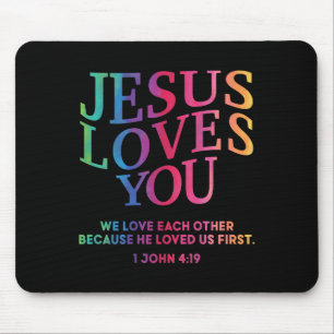 Toddler Jesus Loves You White Christian God Son Si Mouse Mat