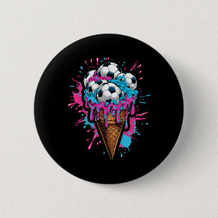 Toddler Kids Ice Cream Soccer Watercolor Art Sport 6 Cm Round Badge