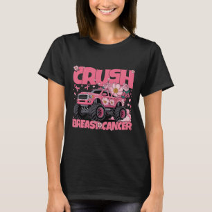 Toddler Monster Truck Crush Breast Cancer Awarenes T-Shirt