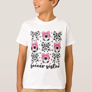 Toddler Sister Coquette Soccer Bow Cute Soccer Sis T-Shirt