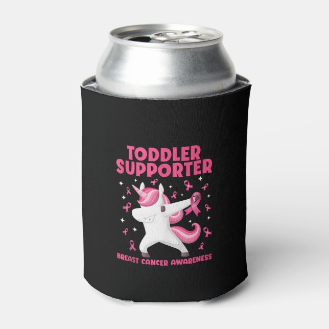 Toddler Support Cute Dabbing Unicorn Breast Cancer Can Cooler (Can Front)
