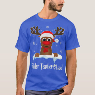 Toddler Teacher Squad Reindeer Santa Hat Christmas T-Shirt