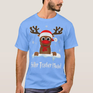 Toddler Teacher Squad Reindeer Santa Hat Christmas T-Shirt