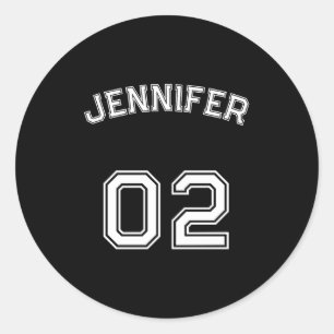 Toddler Teen Girl Name Jersey Number Nk Srts Classic Round Sticker