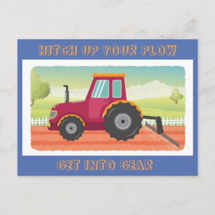 Toddler Tractor Birthday Invititation Invitation Postcard