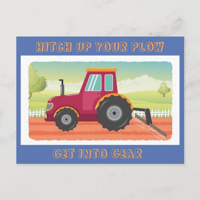 Toddler Tractor Birthday Invititation Invitation Postcard (Front)