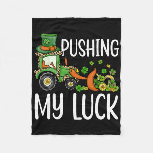 Toddlers Boys Kids Pushing My Luck Tractor St Patr Fleece Blanket