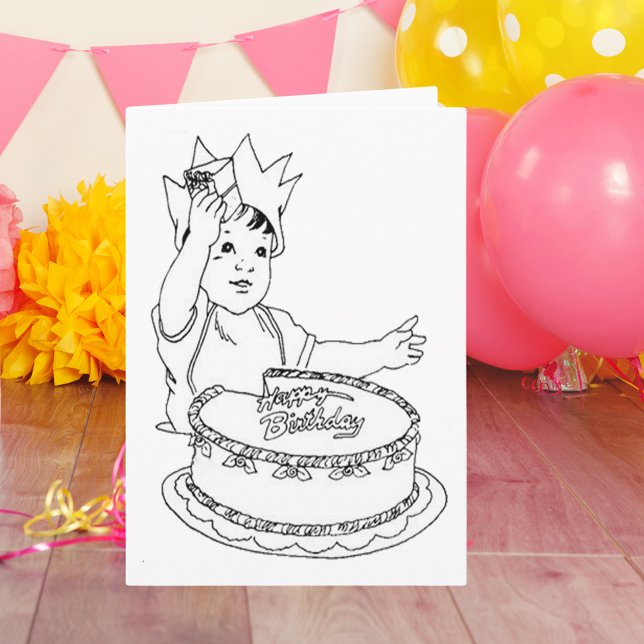 Toddlers Fun DIY Colour-In Birthday Card (Happy Birthday Toddler Card)