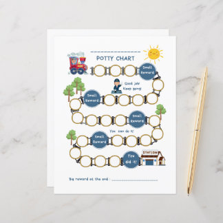 Toddlers Paper Sheet Potty Chart with Train