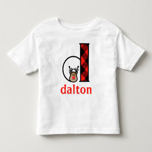 Toddler's Reindeer Christmas Tshirt monogram d