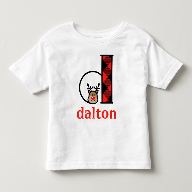 Toddler's Reindeer Christmas Tshirt monogram d (Front)