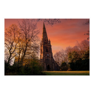 Todmorden Unitarian Church at Sunset Poster
