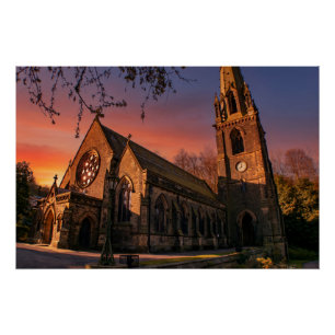 Todmorden Unitarian Church at Sunset Poster