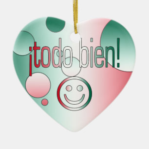 ¡Todo Bien! Mexico Flag Colours Pop Art Ceramic Tree Decoration